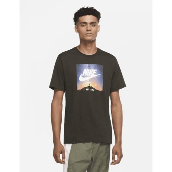 Nike Tee Air Just Do It Swoosh Logo T- Shirt Short Sleeve Cotton Small Men Black - Picture 1 of 12